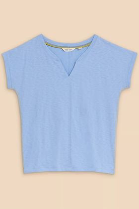 Picture of White Stuff Nelly Notch Neck Tee - Light Blue - RECENTY ADDED!