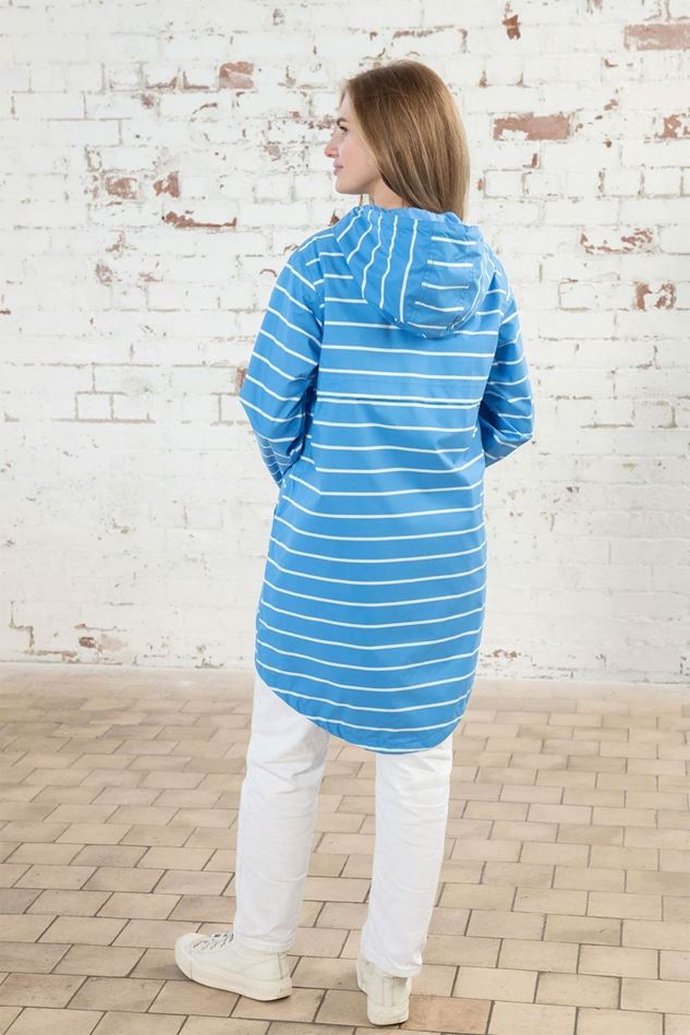 Picture of Lighthouse Beachcomber Long Coat - Azure Blue Stripe - FURTHER REDUCTION!